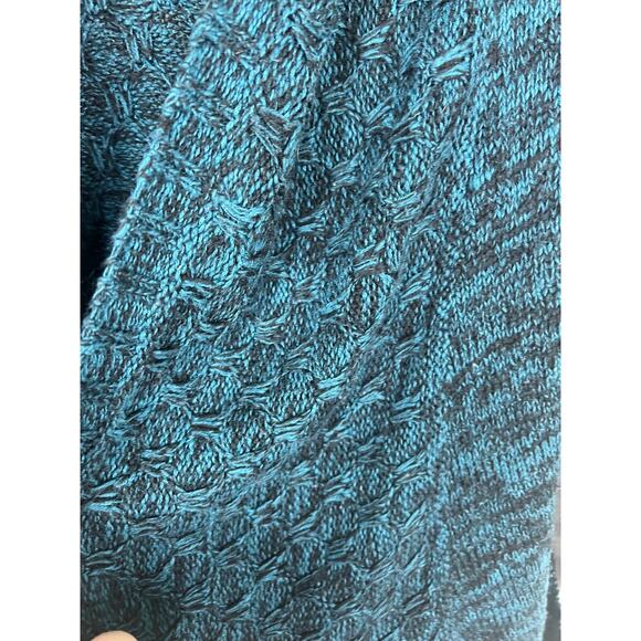 Open Front Chunky Blue Heather Knit Sweater Cardigan Pockets Womens Medium - Picture 6 of 8